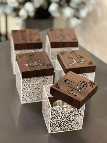 صناديق بخور أكريليك فاخرة مزينة بالخط العربي