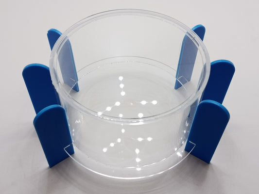 Round Clear Acrylic Storage Box with Blue Side Grips