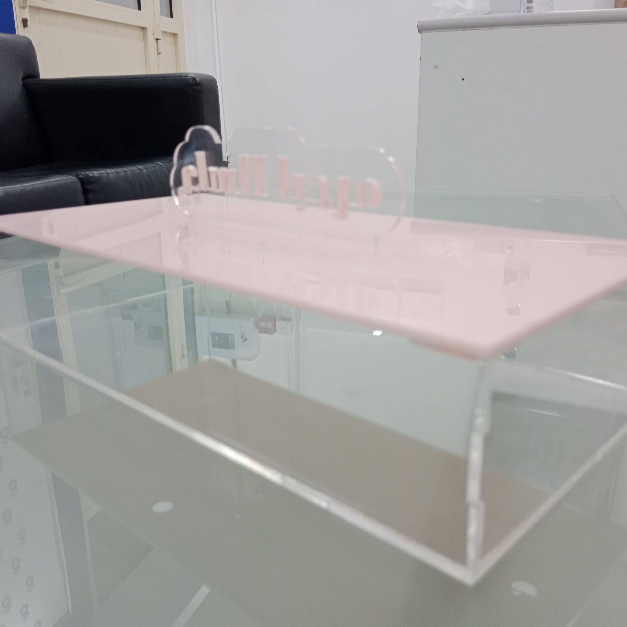 Personalized Clear Acrylic Box with Pink Lid – Baby Girl Theme