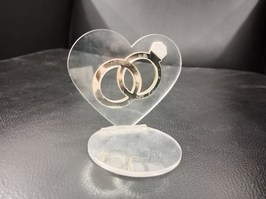 Heart-Shaped Acrylic Ring Display – Wedding & Engagement Theme