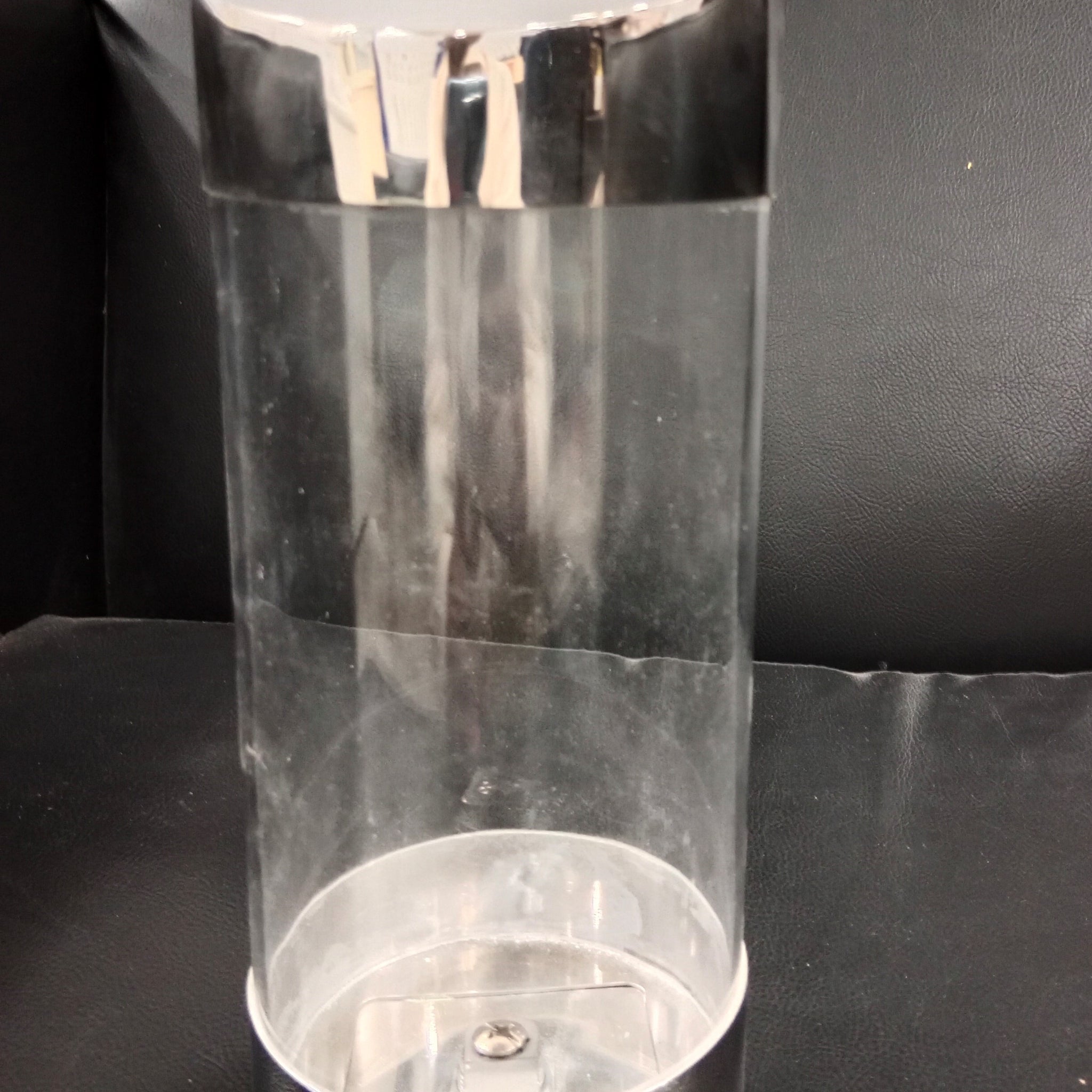 Round Acrylic Donation Box with Silver Finish – Lockable Design